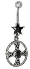 Black Star Witch Ring Cross Belly Ring