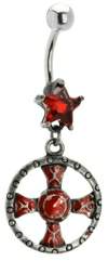 Red Star Witch Ring Cross Belly Ring